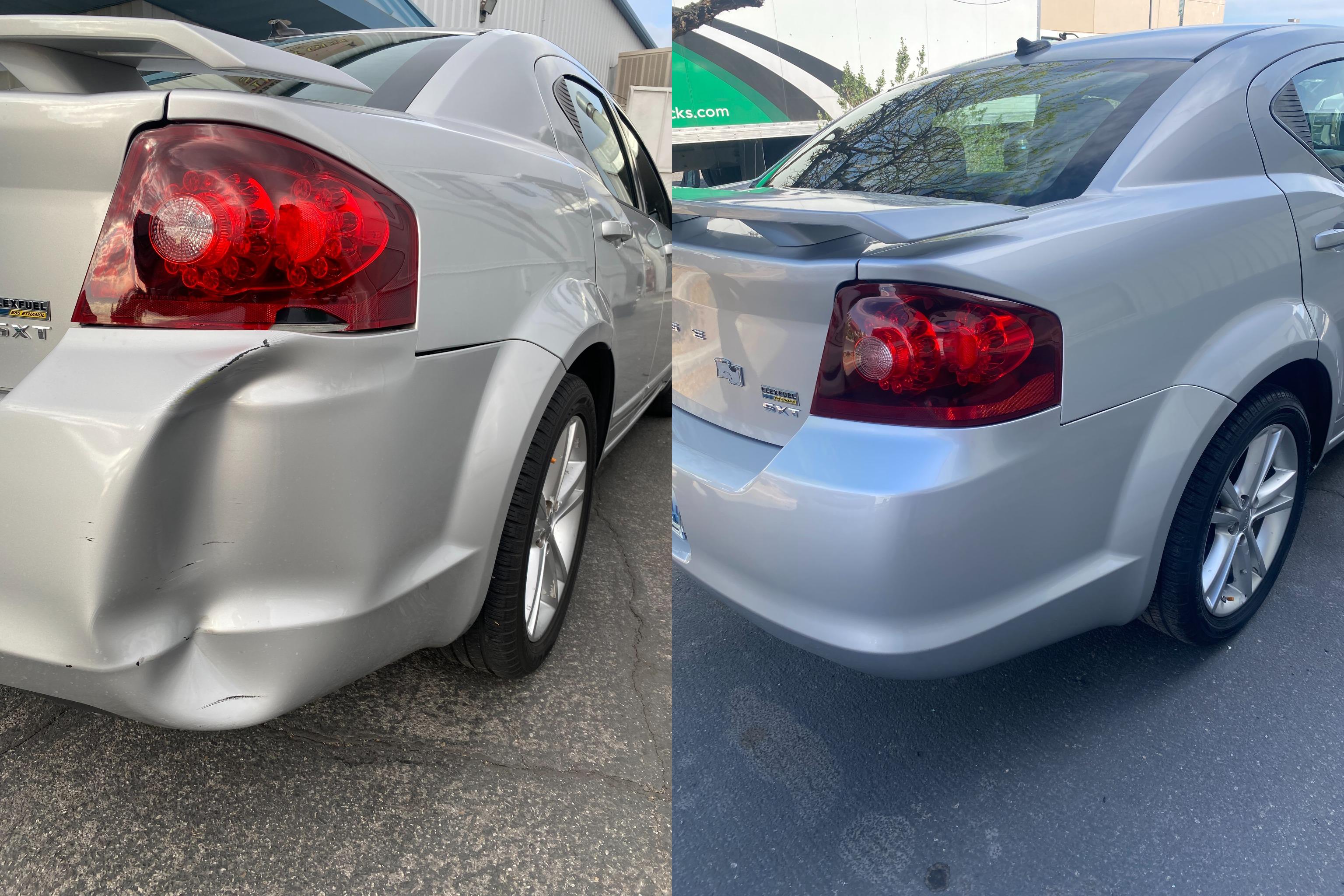 2012 Dodge Avenger bumper collision repair — before and after